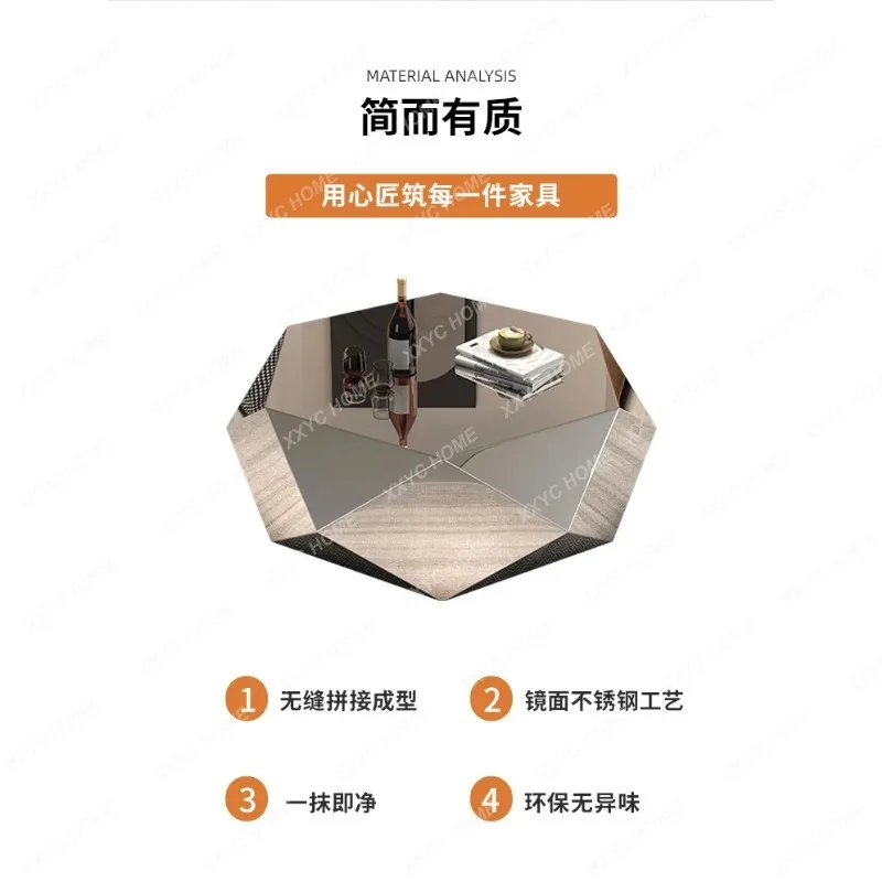 XX High-end living room home  light luxury modern minimalist special-shaped stainless steel diamond coffee table