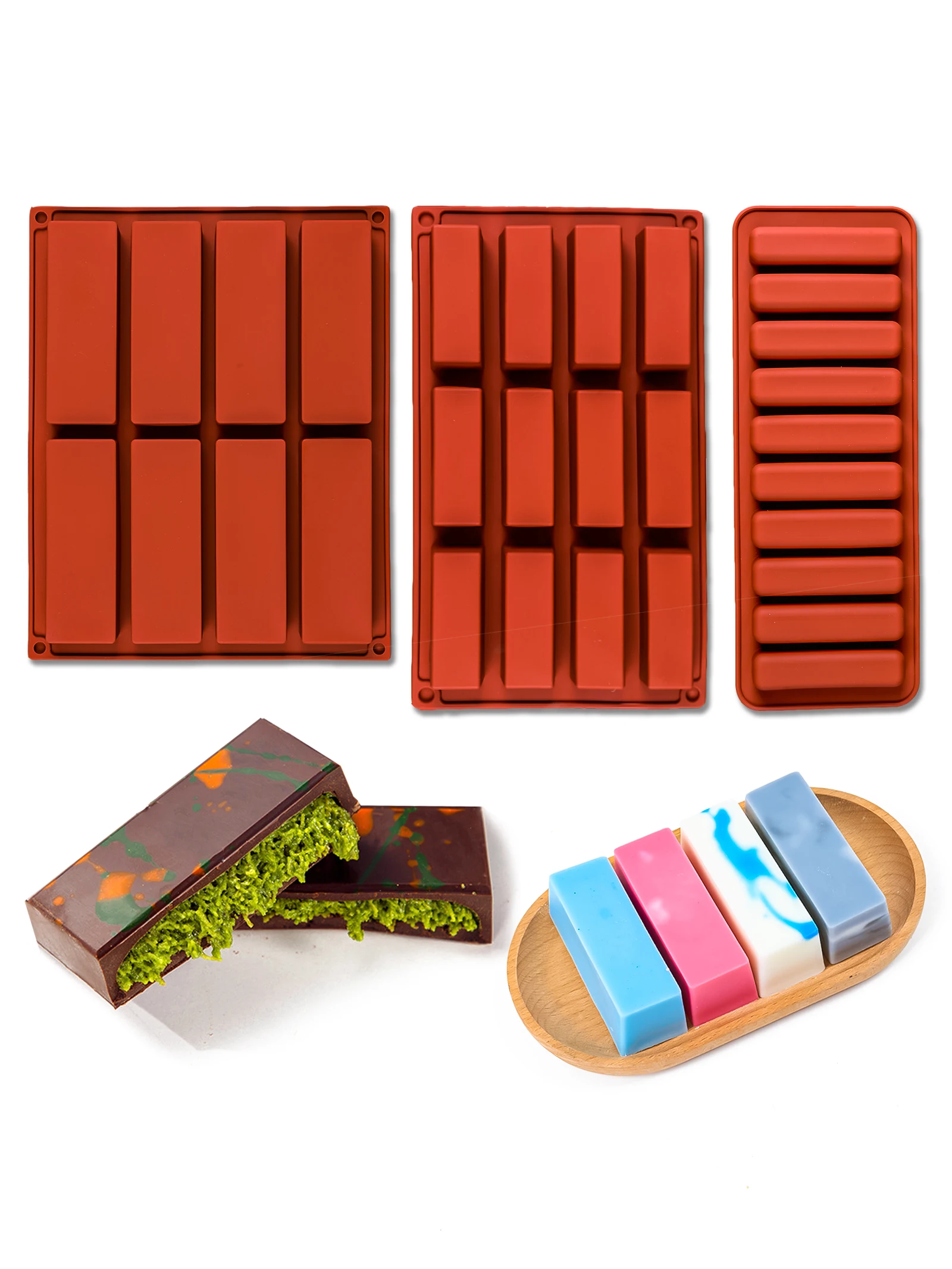 12 Cavity Rectangle Chocolate Silicone Mold Square Soap Molds Aromatherapy Candle Making Supplies Ice Mould Cake Baking Mould