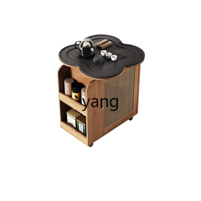 Yjq Quiet Style Small Apartment Tea Table Household Tea Tray Kettle Integrated Firestone Movable Small Tea Table