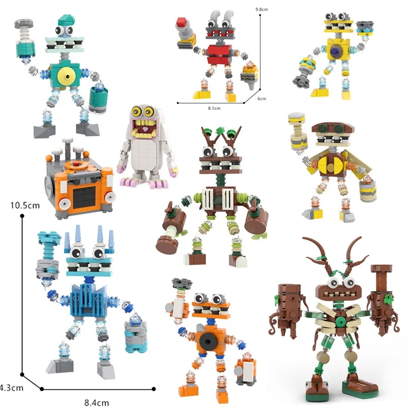 MOC Monster Model Bouwstenen Sets Creatieve Gemonteerde Muziek Robot Cartoon Monster Koor Spel Bakstenen Speelgoed Kinderen Verjaardagscadeau