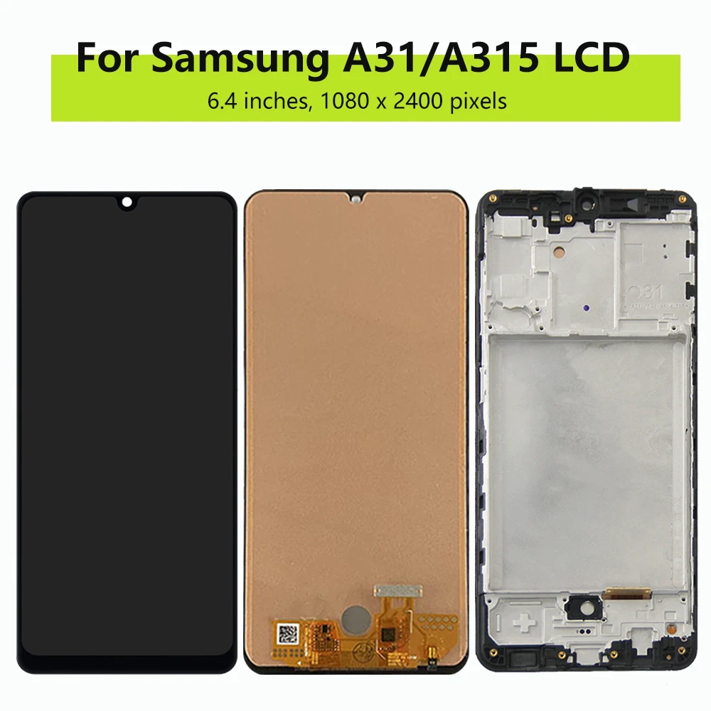 Super AMOLED A31 Display Screen For Samsung Galaxy A315 SM-A315F A315G A315N LCD Display Touch Scren Digitizer Replacement A315