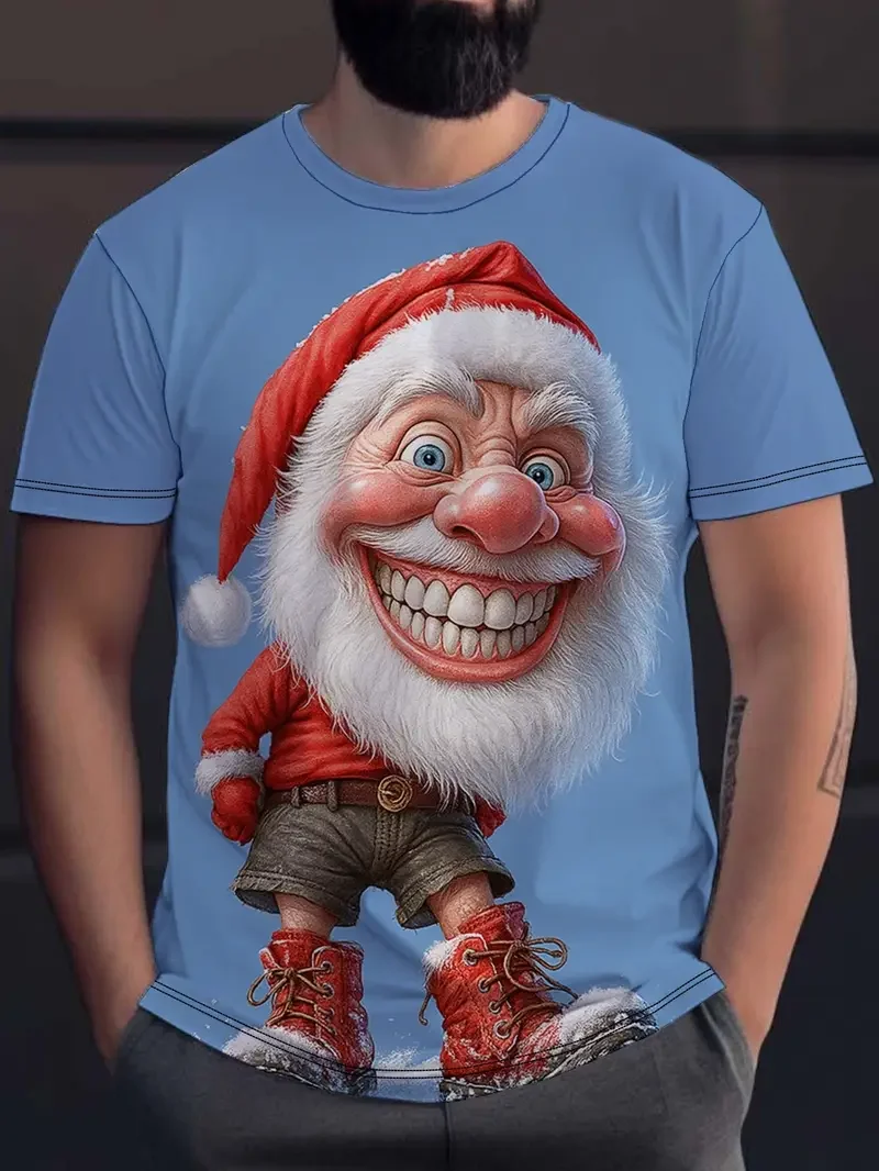 

Мужской спортивный трикотаж Санта-Клауса, Рождественская футболка с коротким рукавом, летняя футболка с рисунком, женская спортивная футболка, топы с Рождеством