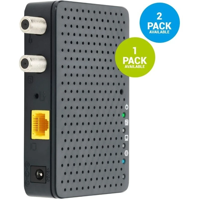 محول MoCA 2.5 - وحدة واحدة (المحول الثاني مطلوب) |   إيثرنت فوق اقناع |   ما يصل إلى 1 جيجابت في الثانية |   العمود الفقري المثالي للفيديو