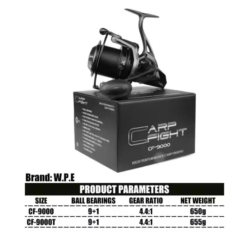 High Quality Aluminium CNC Big Fish 9+1BB 4.4:1 Long Casting Carp Fishing Spinning Reel