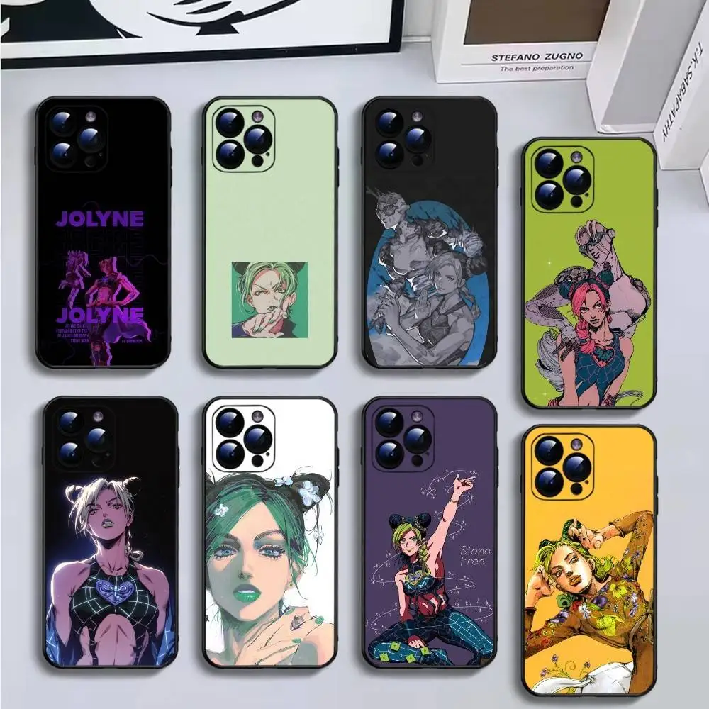 

Anime J-JoJos J-Jolyne Cujoh Phone Case For iPhone16,15,14,13,12,11 Plus,Pro Max,XS,X,XR,SE,Mini,8,7,Soft Black Cover