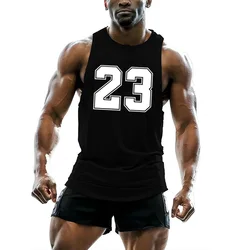 Sports Men's Tank Tops Basketball Football Number 23 Printed Jersey Vest Gym Training Fitness Sleeveless T-shirt  Man Clothing