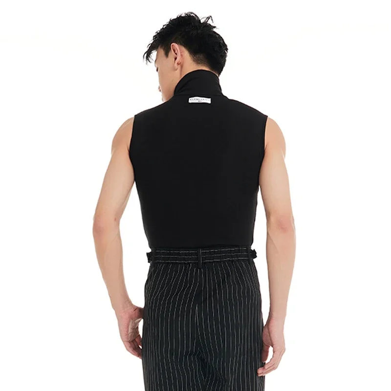 ผู้ชายห้องบอลรูมเต้นรําเสื้อสีดําคอละตินเสื้อกั๊กผู้ใหญ่ Samba Latin Top โมเดิร์นเต้นรําสวมใส่ SL12818