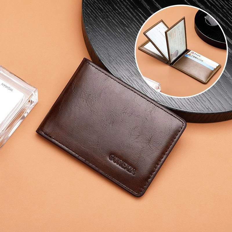 

Slim Wallet Card Holder Men Motor Vehicle Driving Documents Holder Business Fashion Short Wallet PU Leather Coin Purse Money Bag