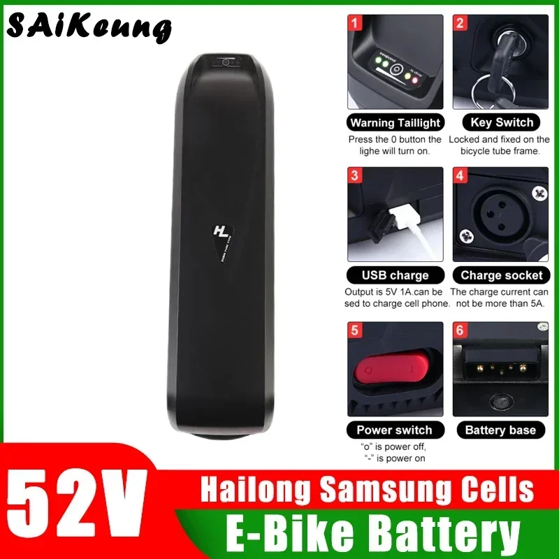 Hailong 52v Batterij  Voor Elektrische Fiets 52V 20ah 24 25ah 30ah 35 40ah 50ah Lithium Batterij 1500W 1000W ebikeFiets batterij