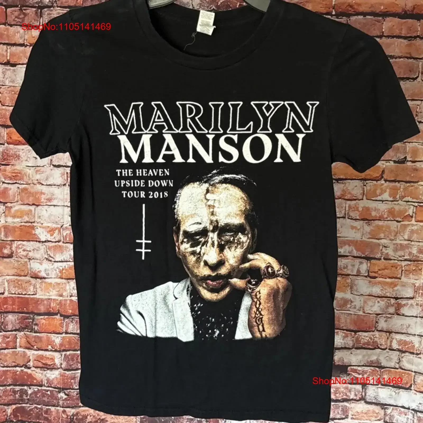 

Мэрилин Мэнсон THE HEAVEN UPSIDE DOWN TOUR 2018, концертная футболка для взрослых, маленький винтажный стильный топ для повседневной носки
