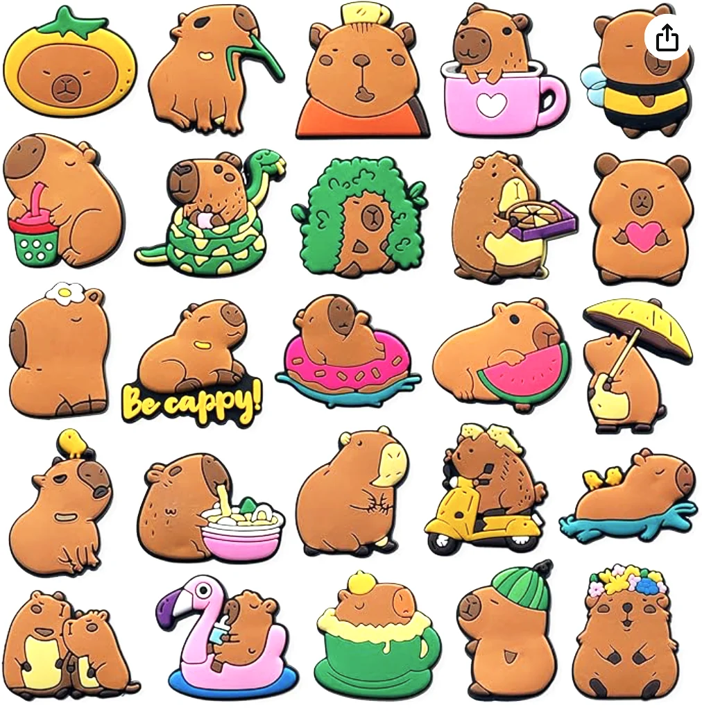 25Pcs Capybara Series Shoe Charms For Slides Sandals, PVC Shoe Decorations Accessories For Christmas Birthday Gift Party Favor