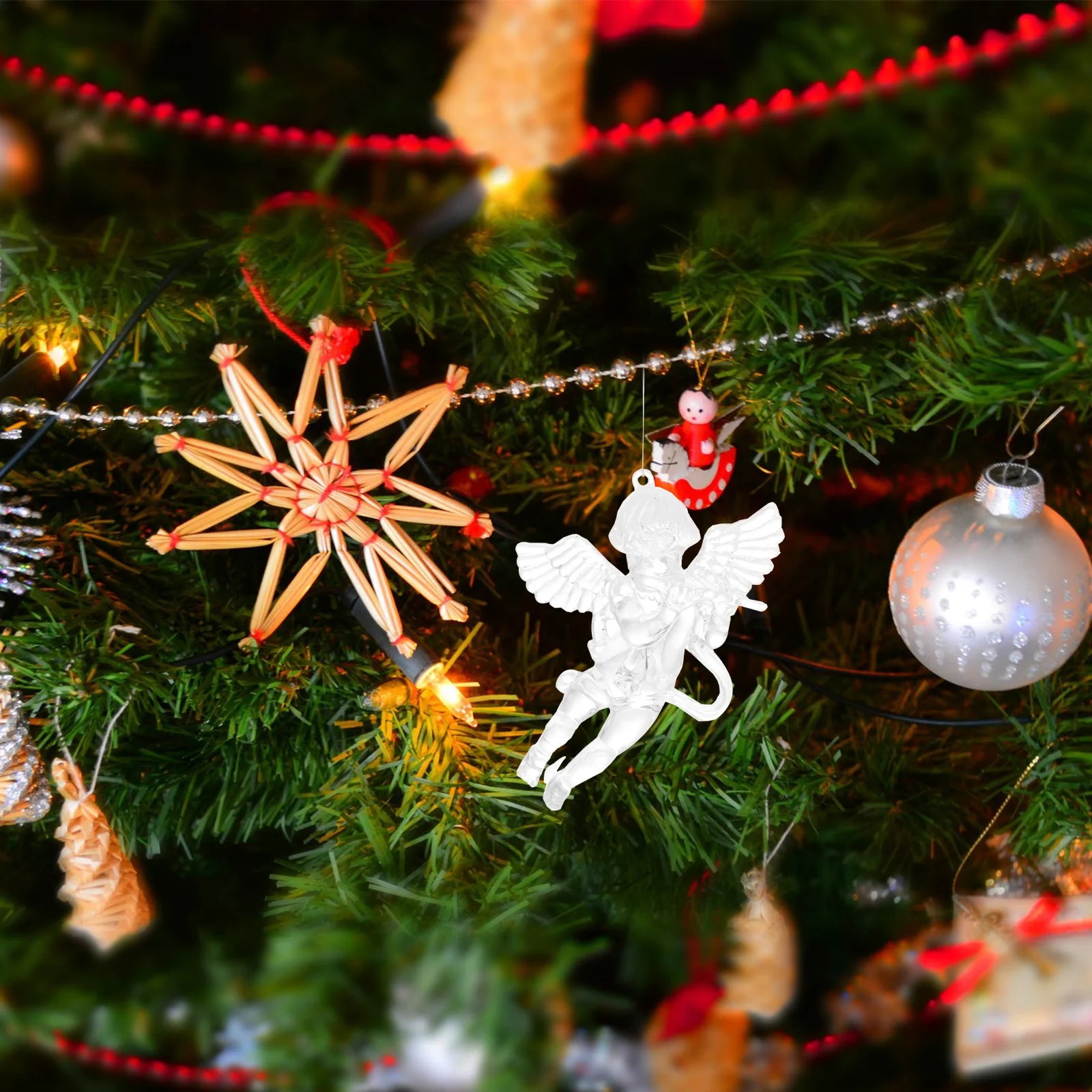 

12Pcs Clear Angel Christmas Tree Hanging Ornament Adorable Design for Home Store Hotel Decoration Angel Pendant