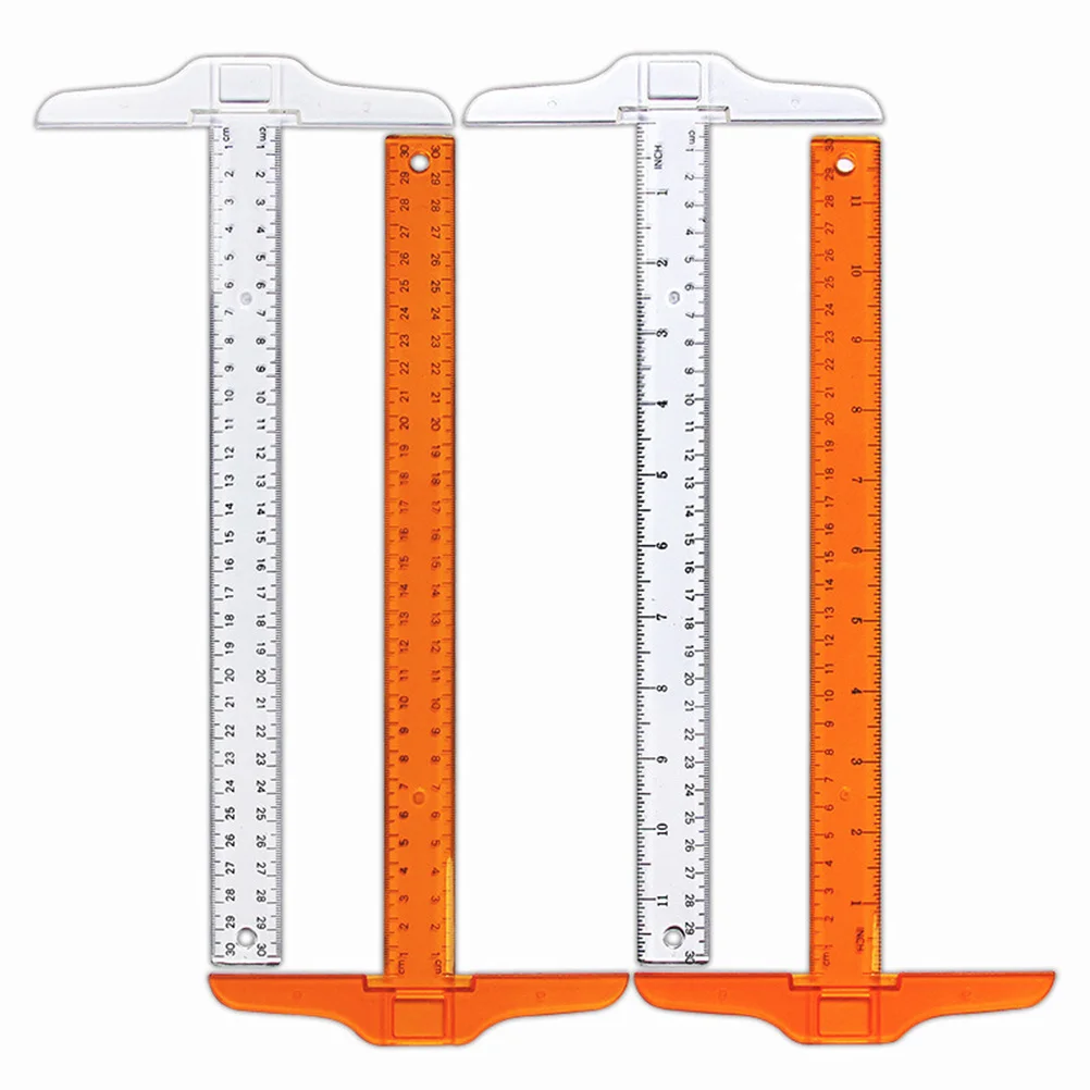

2pcs 30Cm T Shape Plastic Double Side Scale Measuring Tool For Drafting Layout Work T-Square For Engineer Student Instrument