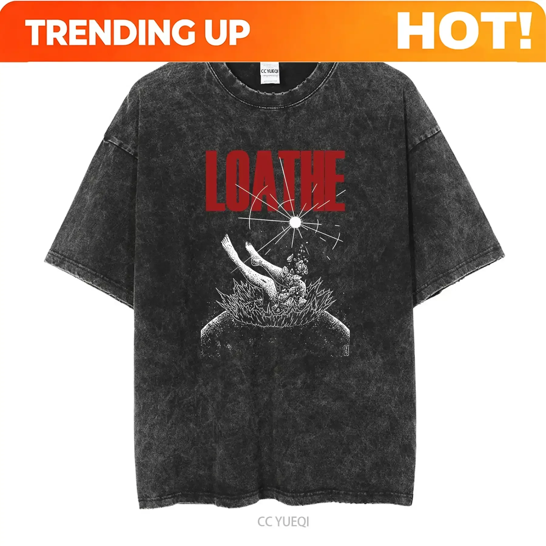 Customization Shirt New Popular Loathe Band Black T Shirt Cotton Full Size S 5XL TH194 Vintage Washed Stretched Fashion Graphic