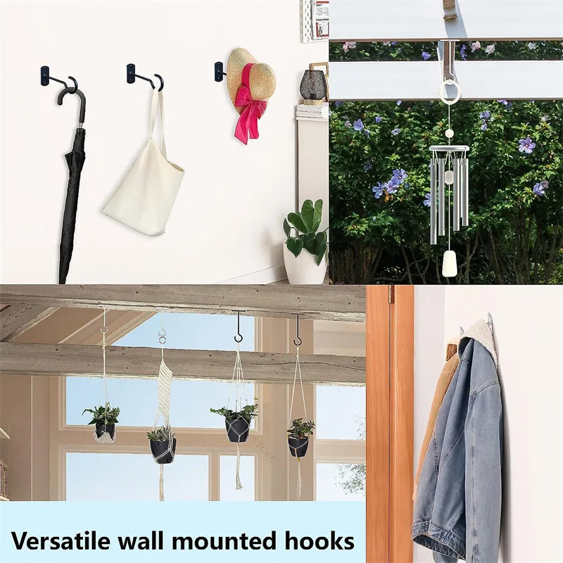 Garden Hooks Flowerpot Iron Stake Shepherd Crook Hooks Solar Lights Lanterns Bird-Feeder Plant Baskets Flower Hanger Stand