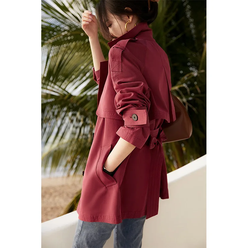 2024 Spring And Autumn Wrinkle Resistant Korean Premium Sense Women's Korean Version Short Trench Office Lady