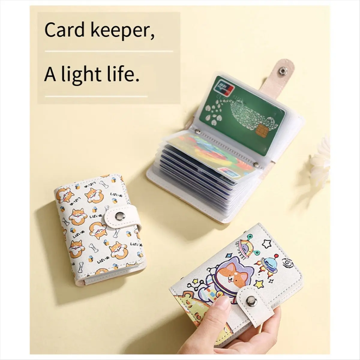 ABQR Mini Credit Card Holder with 20 Card Slots + 2 ID Slots,Anti-Degaussing Bank Card Holder Coin Purse,C