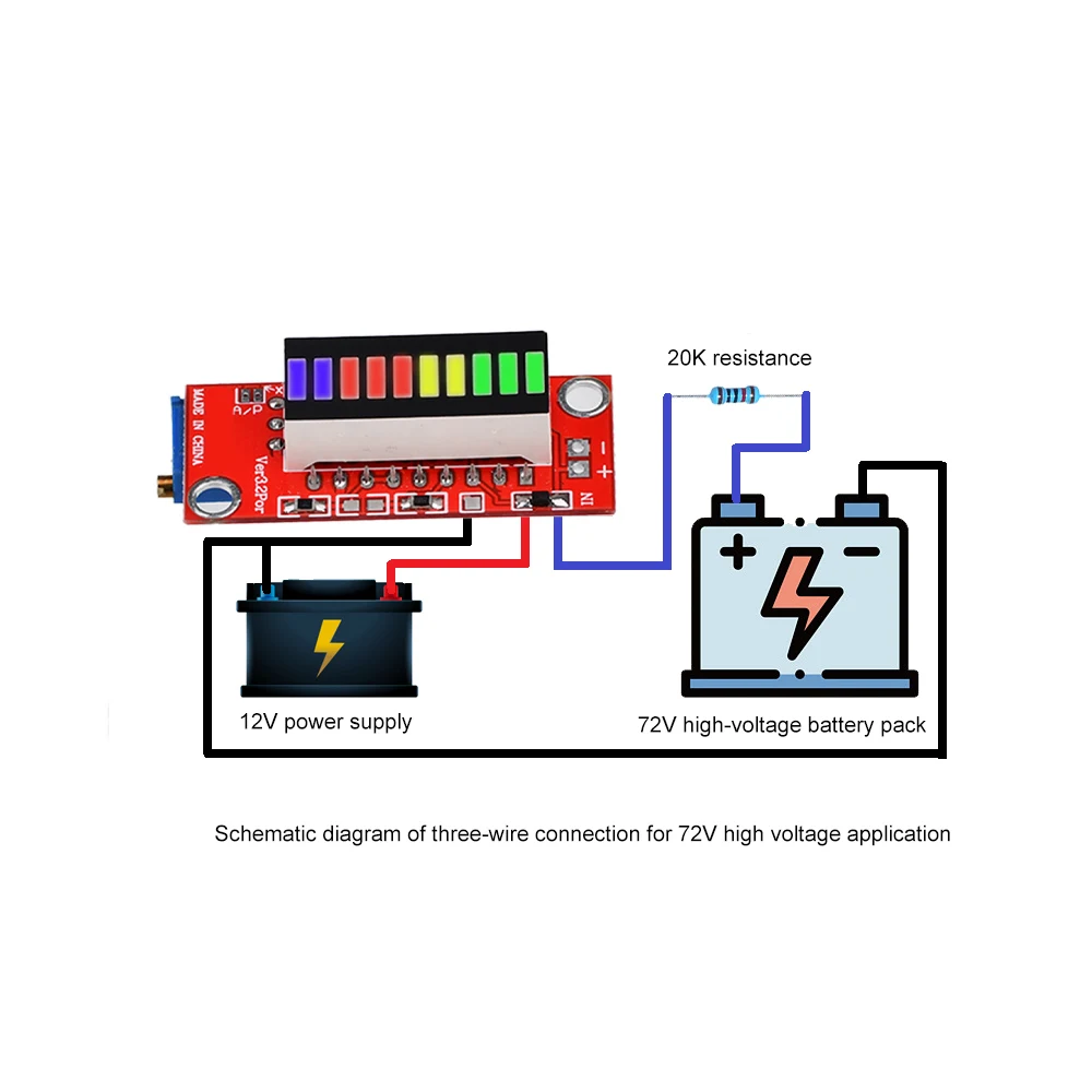 4 Color Battery Capacity Indicator Module Colorful Battery Level Tester Indicator 10 Lamp LED Power Display Electricity Meter
