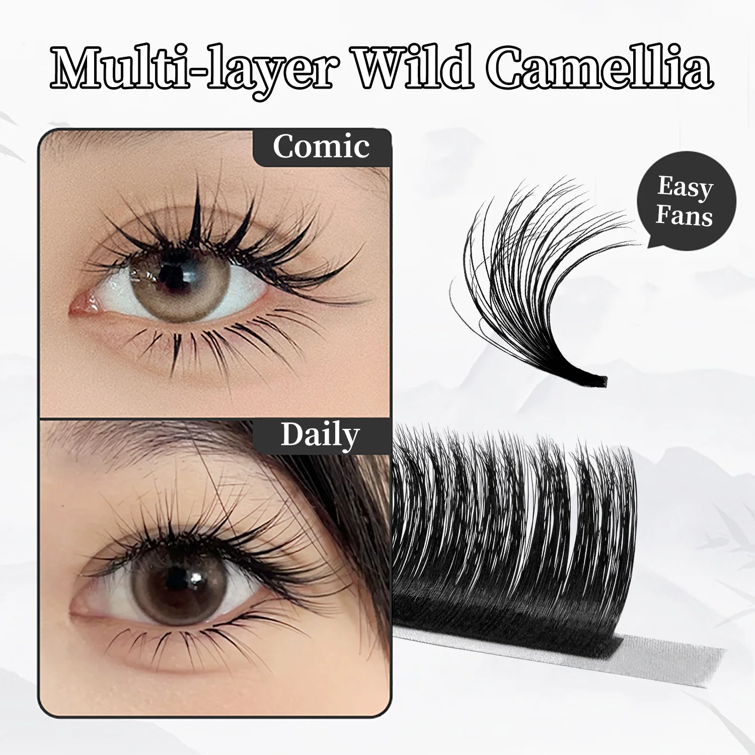 5D fleur cils facile ventilateur Extensions de cils moelleux Volume Fans vaporeux cils préfabriqués multicouche tridimensionnel floraison cils
