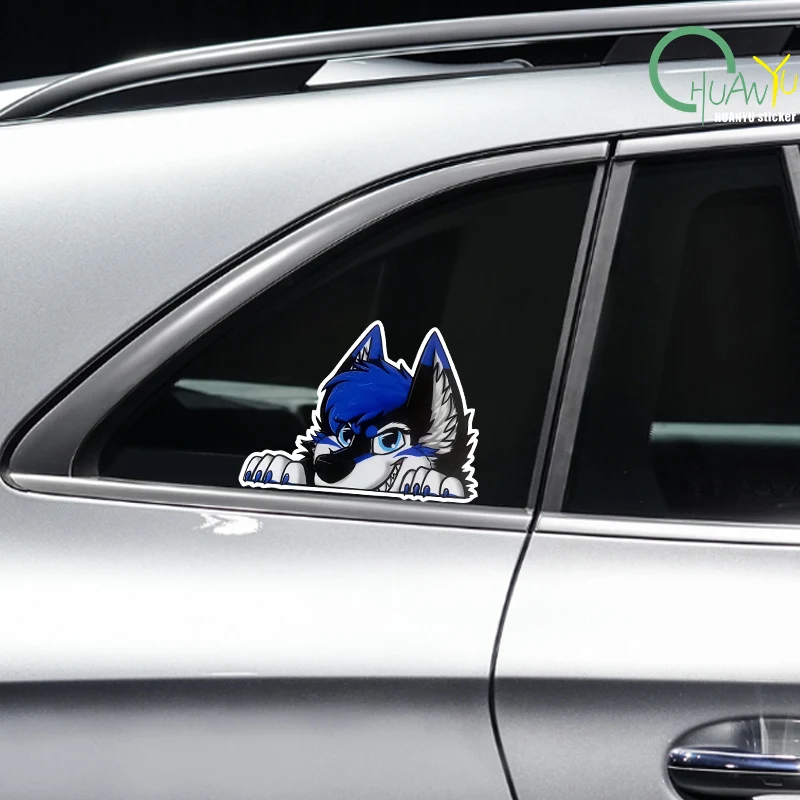 Peering at Wolf Head Creative Stickers Vinyl PVC Reflective Fun Car Stickers Car Windows Motorcycle Bumper Stickers