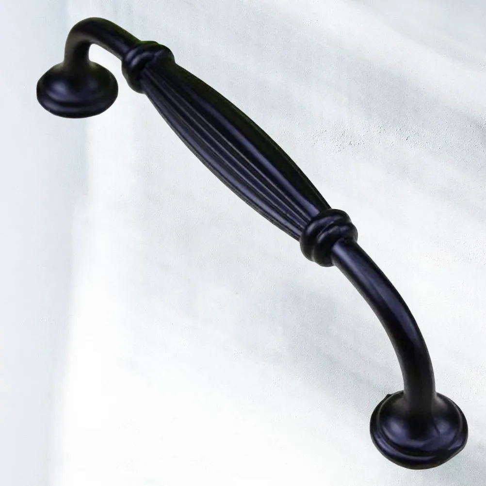 Heavy Duty Matte Black Zinc Alloy Pull Handle for Cabinets Closets Drawers Doors Vintage Look Easy Clean Two Hole Fixing 128Mm