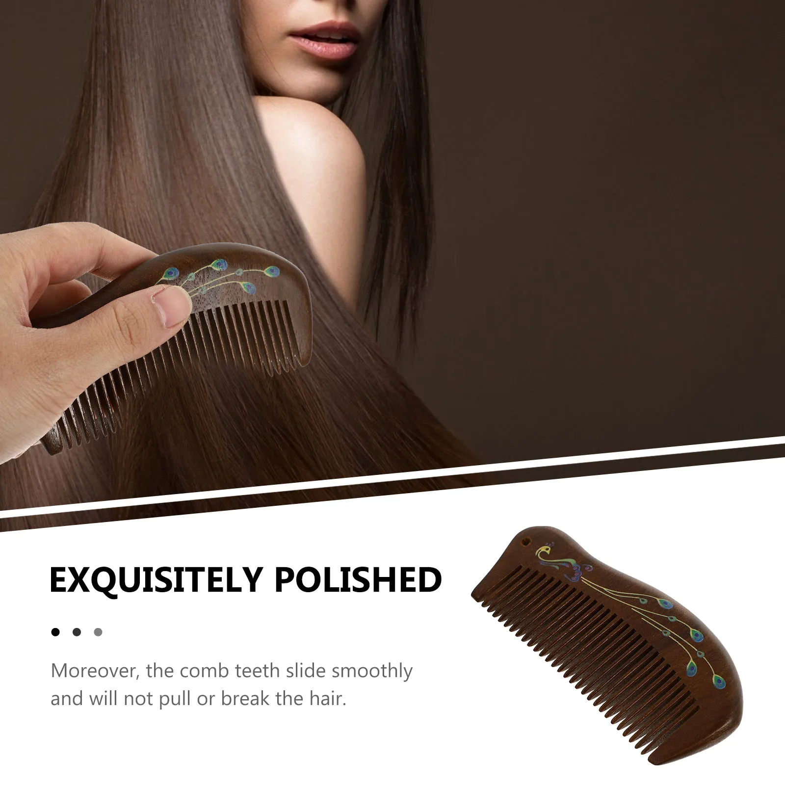 

1pc Premium Sandalwood Handmade Wooden Comb For Smooth Hair Scalp Massage Comb Scalp Massage Portable Vintage Fashion Hair Care
