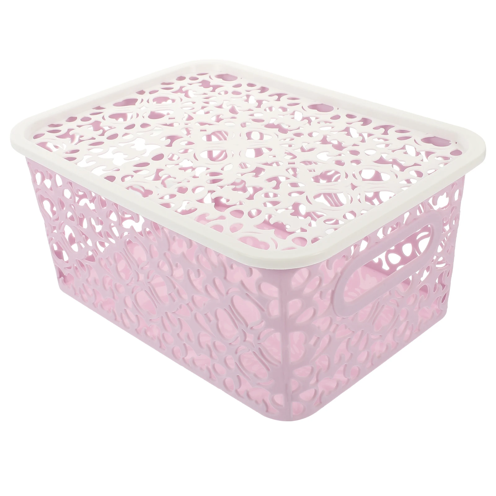 

Plastic Storage Box Hollow Out Retro Pattern Stackable Basket For Clothes Socks Cosmetics Papers Small Size (Purple)
