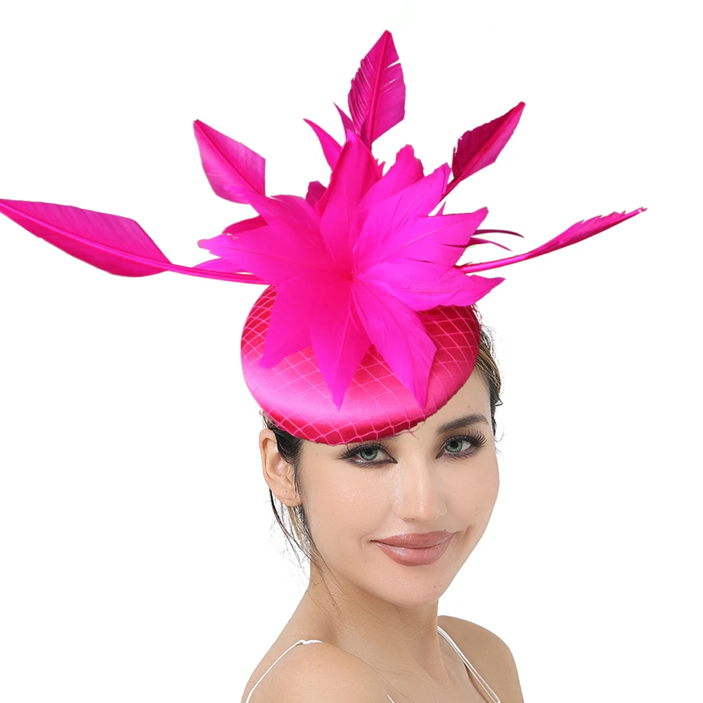Elegante Braut Feder Blumen Fascinator Kopfbedeckung Mode Damen Hochzeit Party Abendessen Haarschmuck Schöne Braut Stirnband – Detail 4