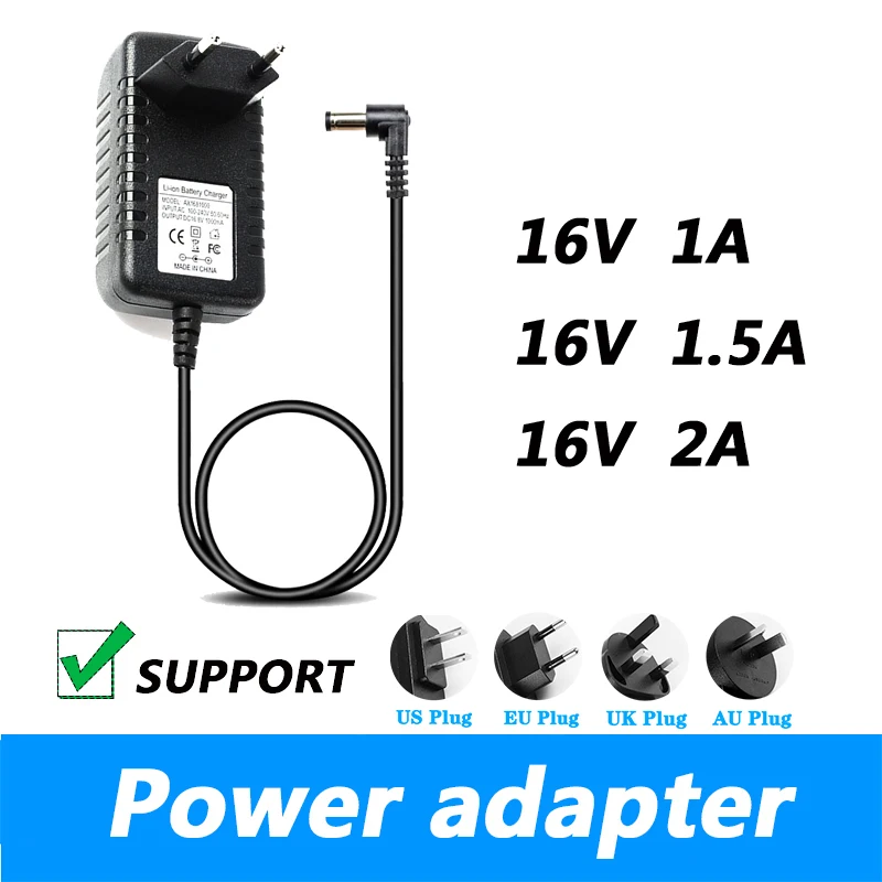 16V Power Supply Adapter 1A 1.5A 2A 2000mA Universal AC/DC Adaptor 16 Volt Switching Adaptador Eu Us Plug 5.5*2.1mm