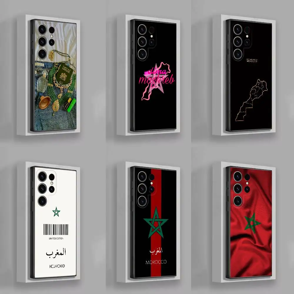 

Moroccan Morocco Flag Passport Map Phone Case For Samsung S25,S24,S21,S22,S23,S30,Ultra,S20,Plus,Fe,Lite,5G Black Cover