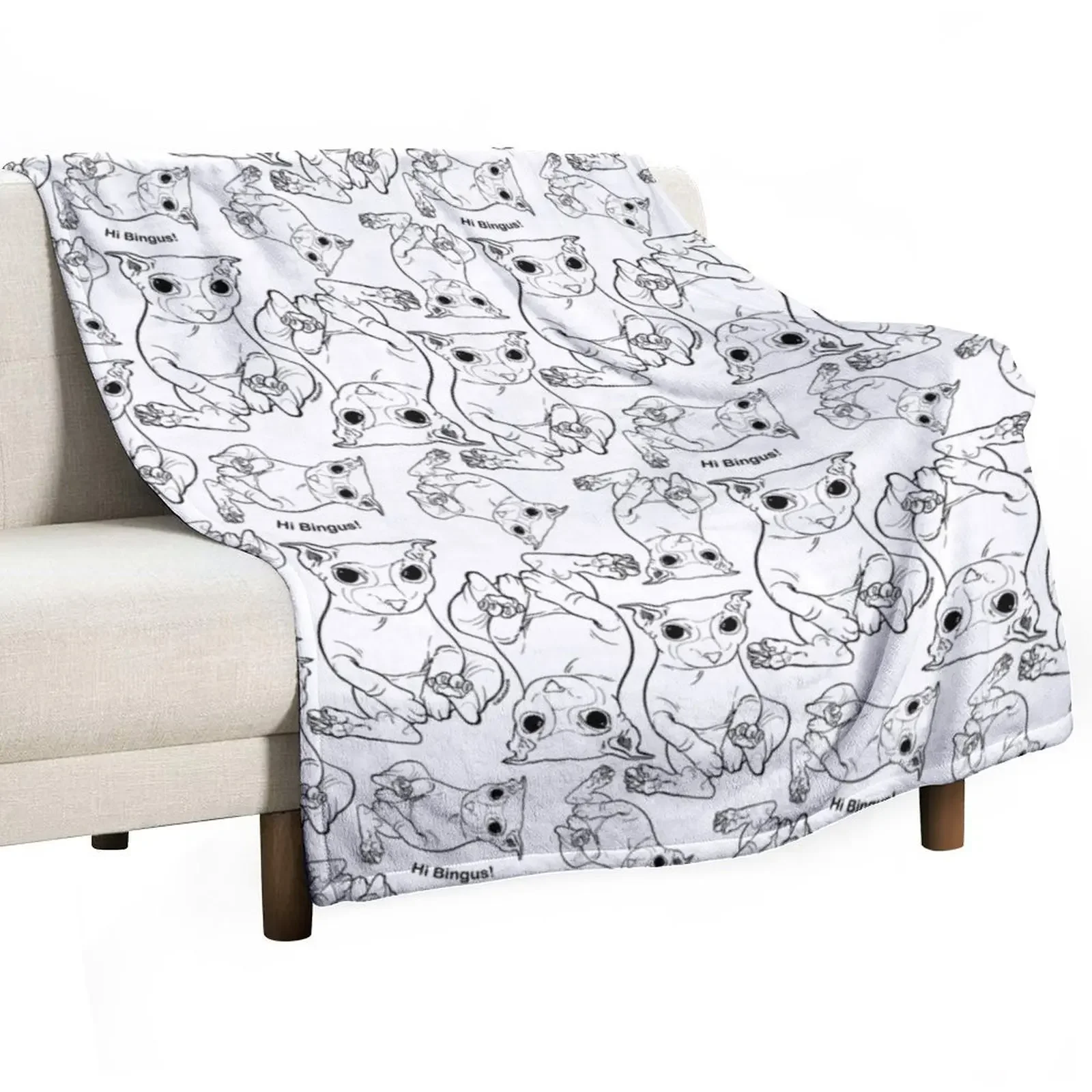 Hi Bingus Cat Repeating lineart pattern Throw Blanket Decorative Throw Loose Blankets