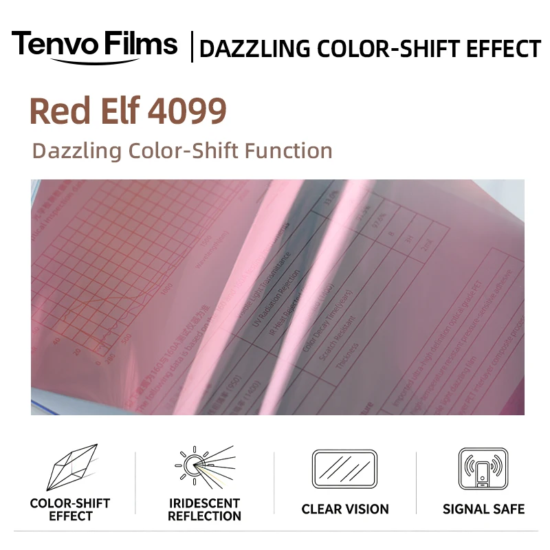 Red Elf Iridescent Color‑Shift Car Window Film Chameleon Windshield Tint Anti‑UV Decorative Solar Window Tint Source Factory