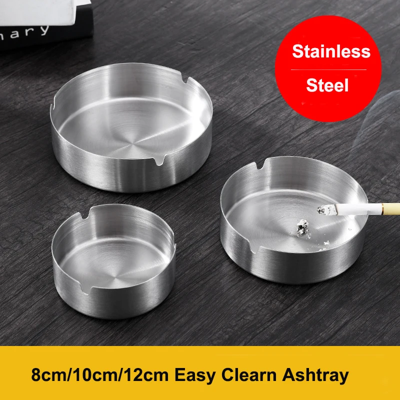 Stainless Steel 10CM Ashtray Cigar Ash Tray Gold Silver Color Durable Smoking Accessores For Household Bar