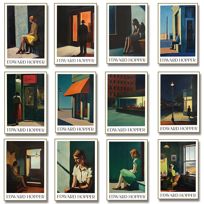 Edward Hopper Famous Realistic Master Art Poster Canvas Painting Print Nighthawks Life Landscape Wall Art Living Room Home Decor