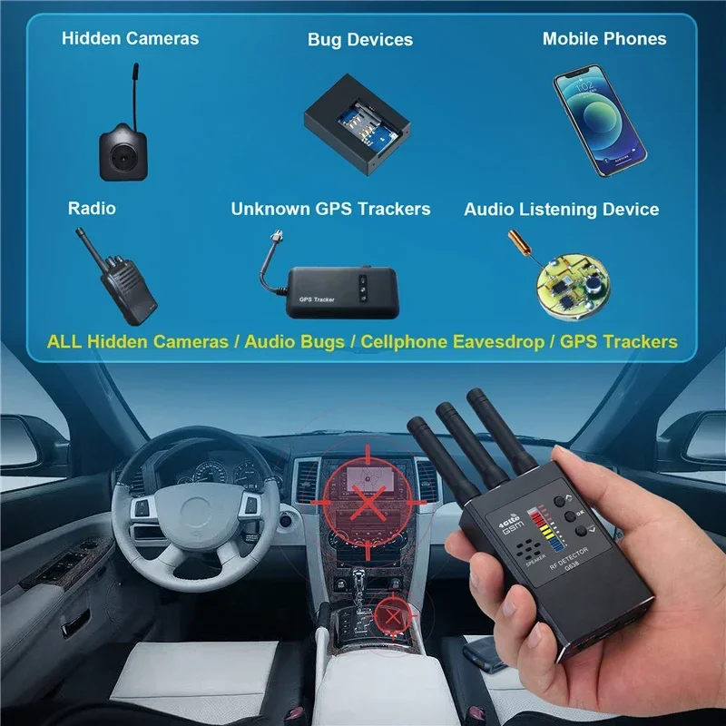 Imagem -03 - Anti Spy Wireless rf Signal Detector Câmera Escondida Dispositivo de Espionagem Professional Versão Militar Gsm Gps Tracker