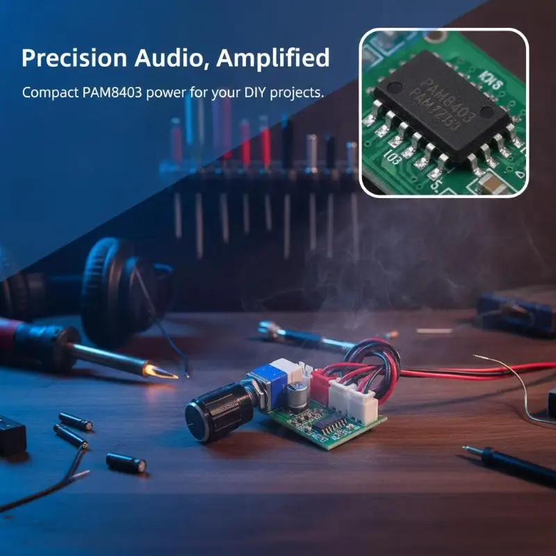 XH-A154 PAM8403 Digital Amplifier Board Module Micro USB Power Supply Rotary Control Knob for Travel Speaker Modification