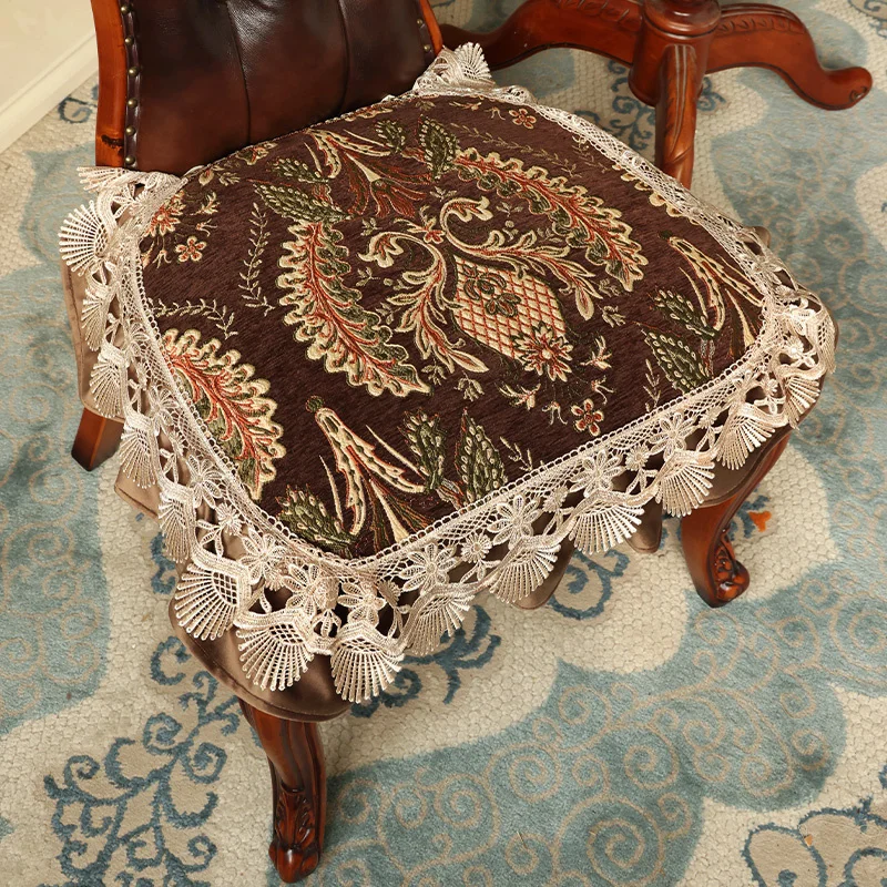 New American style Chenille material Wind jacquard weaving lace home decoration Non-slip Dining Table Seat Cushion Light luxury