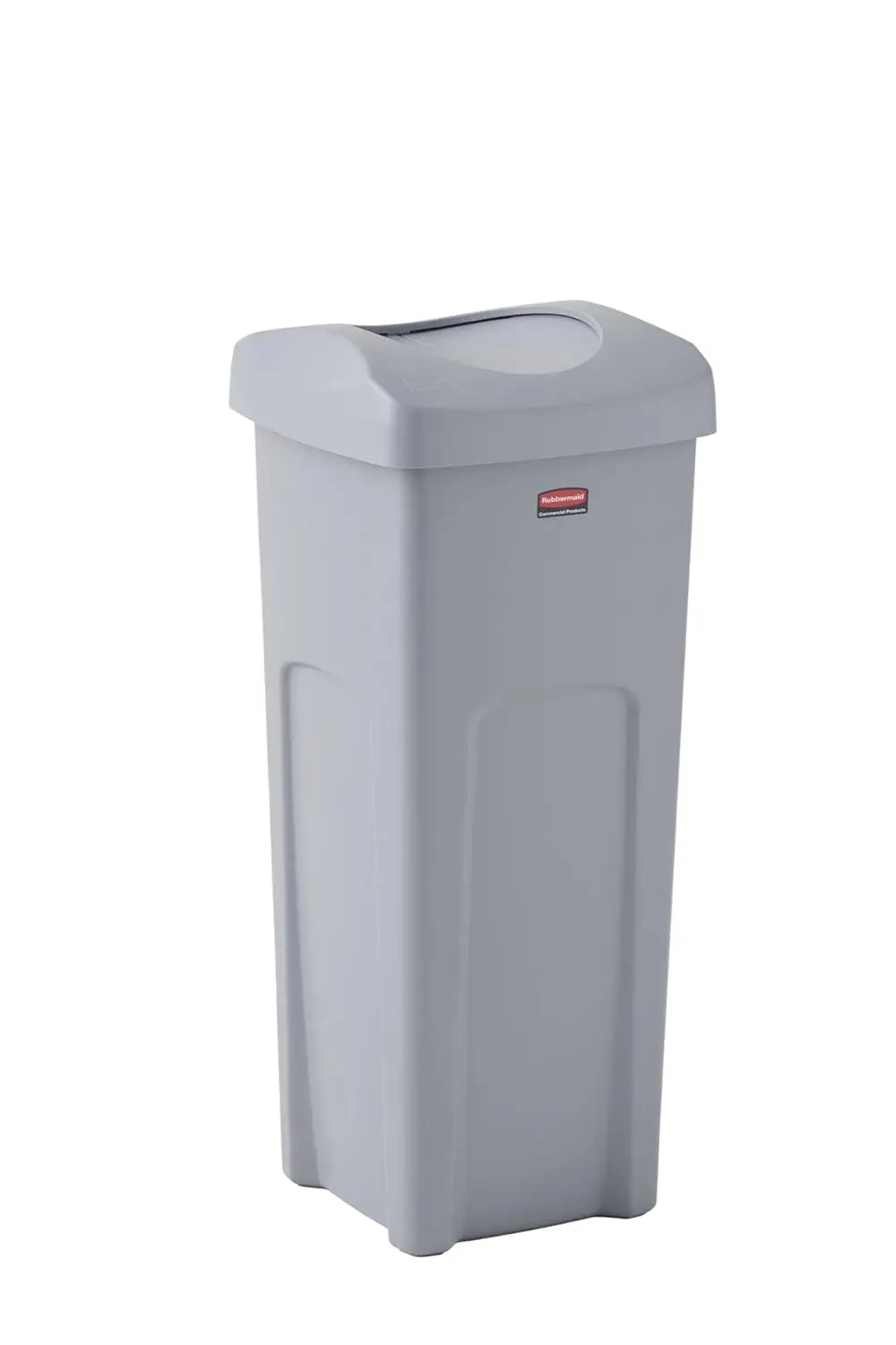 Square Trash/Garbage Container with Untouchable Swing Top Lid, 23-Gallon, Gray, Perfect for Outdoor/Restaurant/School/Kitchen