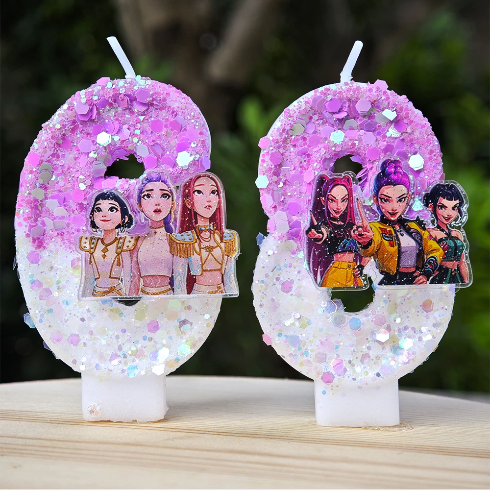 Vela de Aniversário Kpop Hunters Número 0-9, Decoração para Bolo de Aniversário Kpop, Topo de Bolo para Festa de Aniversário, Decoração para Chá de Bebê, Presente