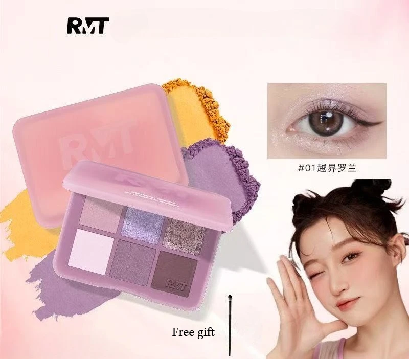 Paleta Cieni do Powiek RMT 6 Kolorów Długotrwała Łatwa w Aplikacji Matowa Perłowa Brokatowa Paleta do Codziennego Makijażu Smokey