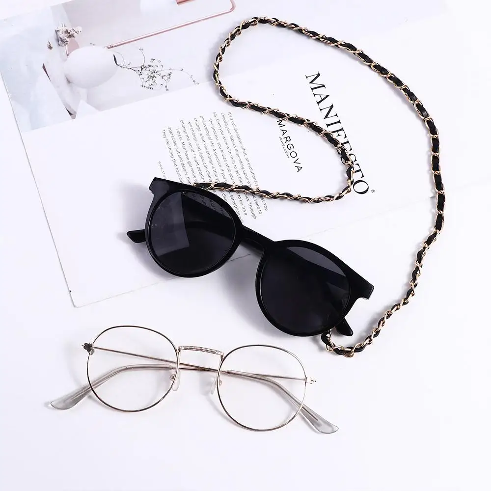 Personality Lanyards PU Necklace Alloy Temperament Women Eyeglasses Accessories Korean Style Chain Mask Chain Glasses Chain