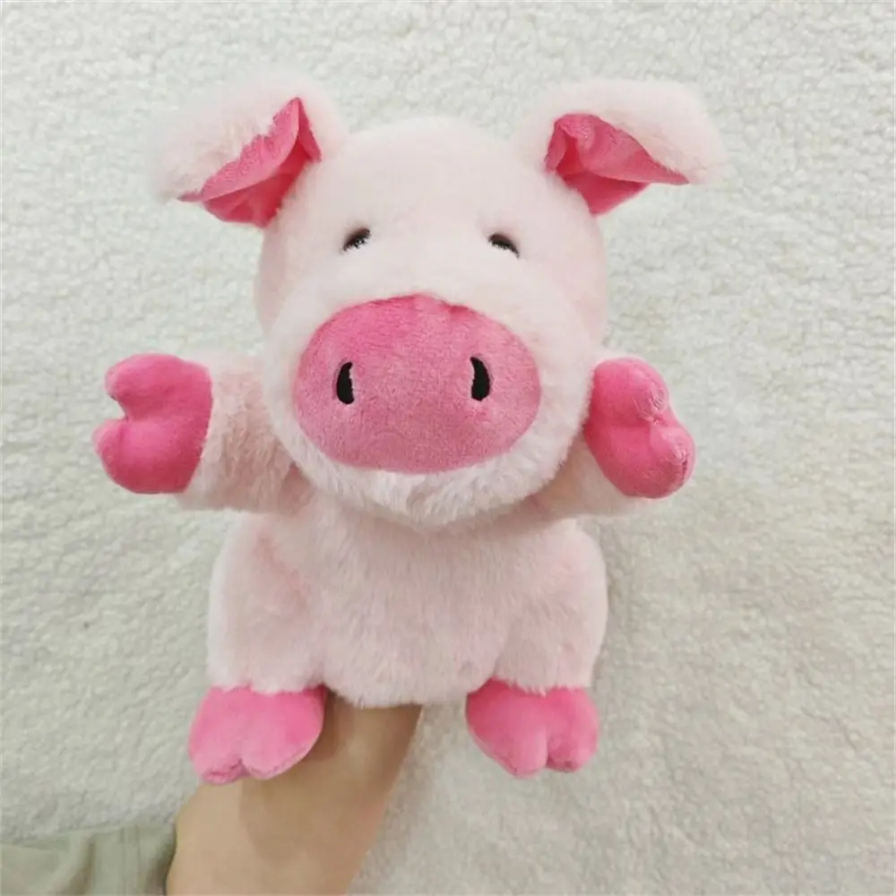 Kids Toy Movable Open Mouths Plush Animal Puppets Cow Duck Pig Dog Horse Sheep Stuffed Hand Doll Stuffed Animal Soft Teaching