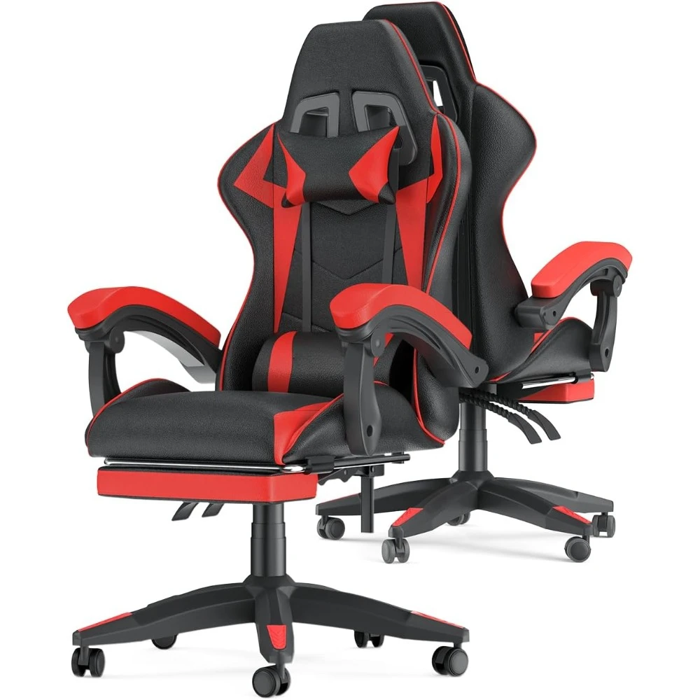 Gaming Chair with Footrest, Headrest and Lumbar Support, Reclining, Racing Style, 360°Swivel Seat. Ergonomic Computer Game Chair