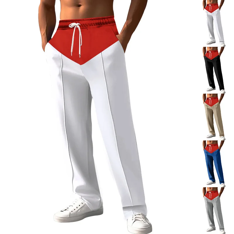 GELITAYIN 2024 Spring And Autumn Men's Trousers Loose Multicolor Straight Sports Casual Pants American Plus Size Cropped Pants