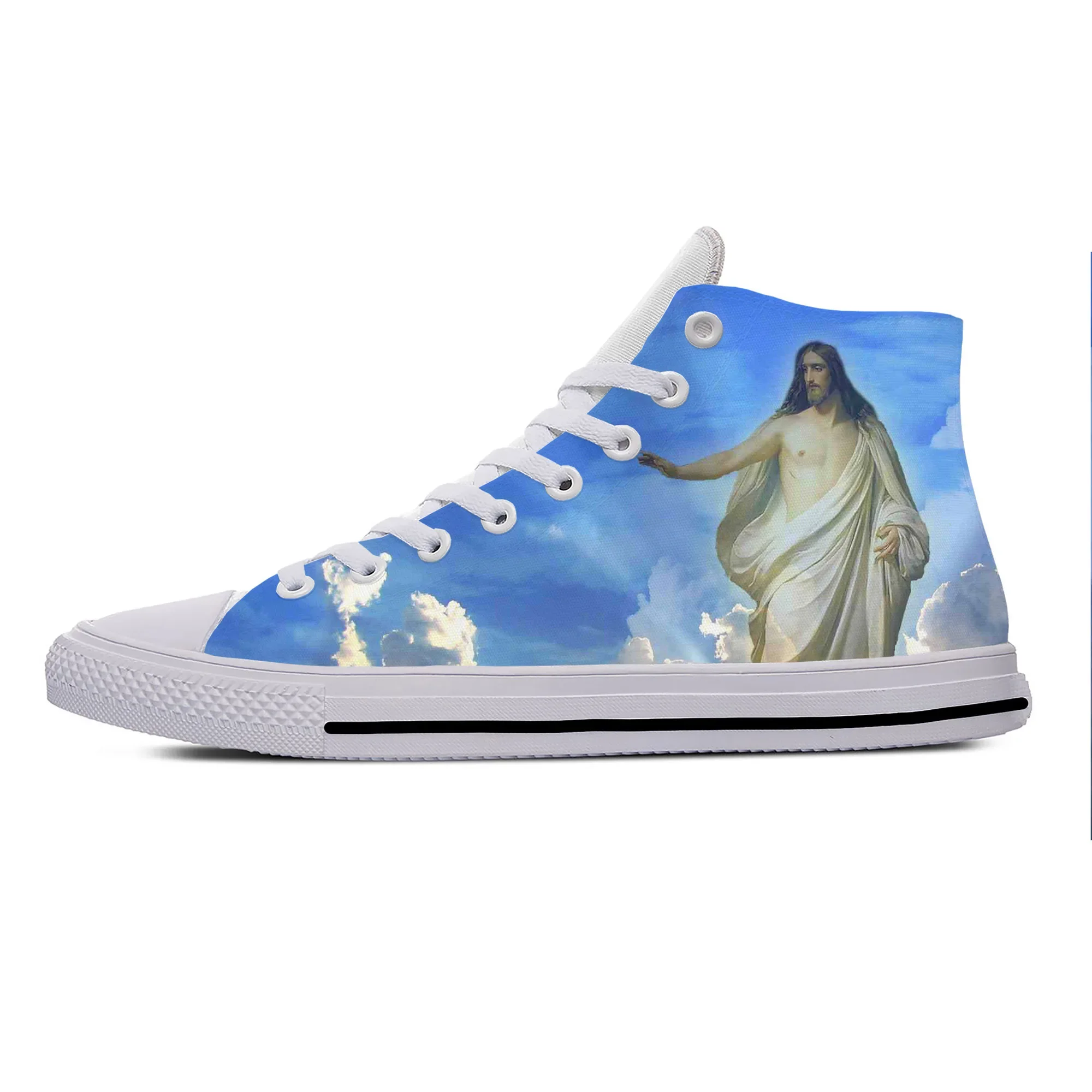 Christian God Jesus Christ Jesucristo Lord Funny Casual Cloth Shoes High Top Lightweight Breathable 3D Print Men Women Sneakers