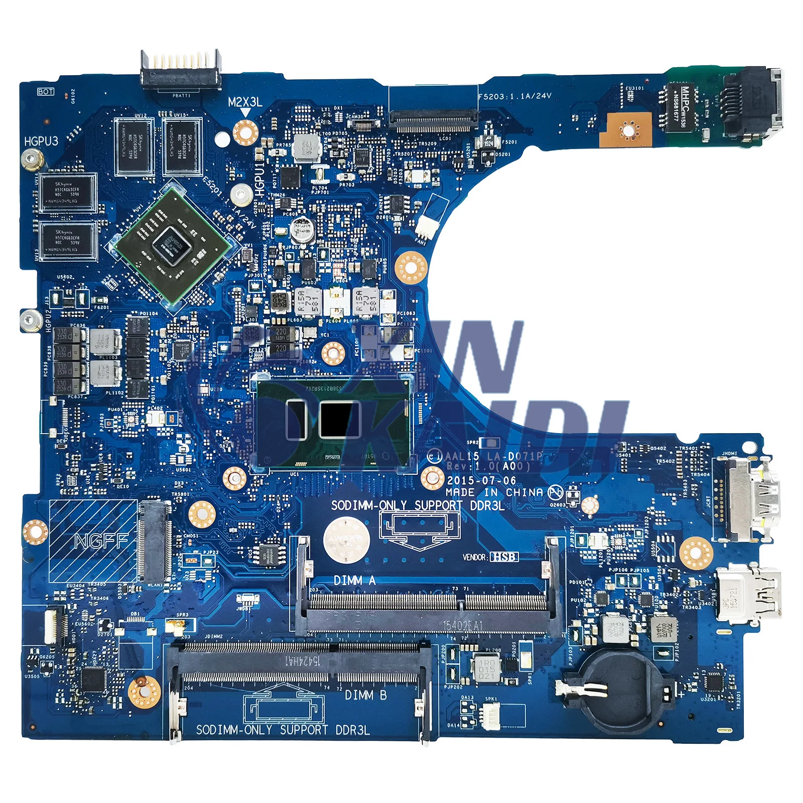 LA-D071P placa base portátil para Dell Inspiron 5459 5759 5559 CN-0F1J0W Placa base con CPU I3 I5 I7 6th Gen probada buena