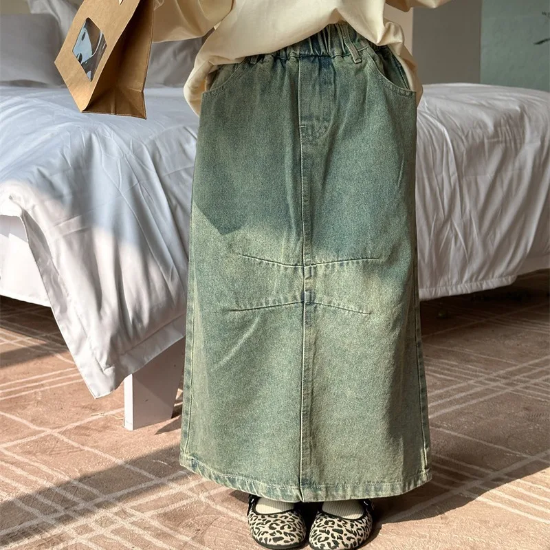 

Baby Girl Dress 2024 Autumn New Korean Style Girls Denim Skirt Girls Denim Skirt Fashion Does Not Show Fat A-line Skirt