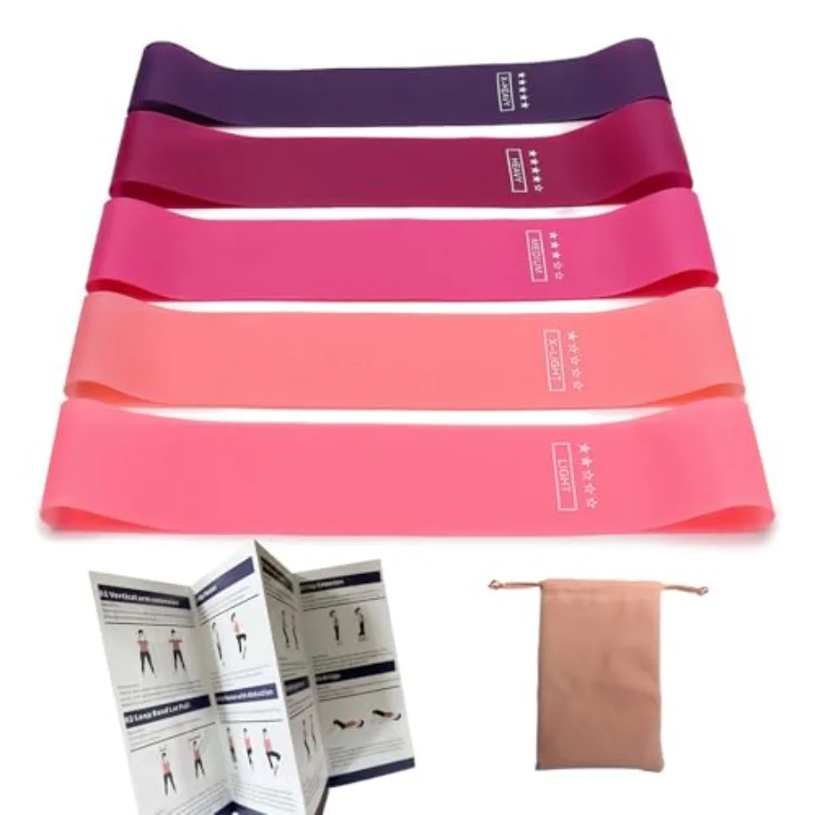 

Resistance Bands Set, Resistance Exercise Bands with Instruction Guide and Carry Bag, Versatile Latex Exercise Bands, Set of 5