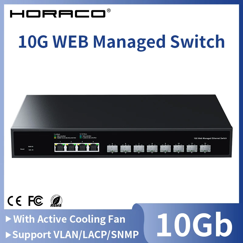 Horaco-Webネットワークハブインターネットスプリッター,10GB,12ポート