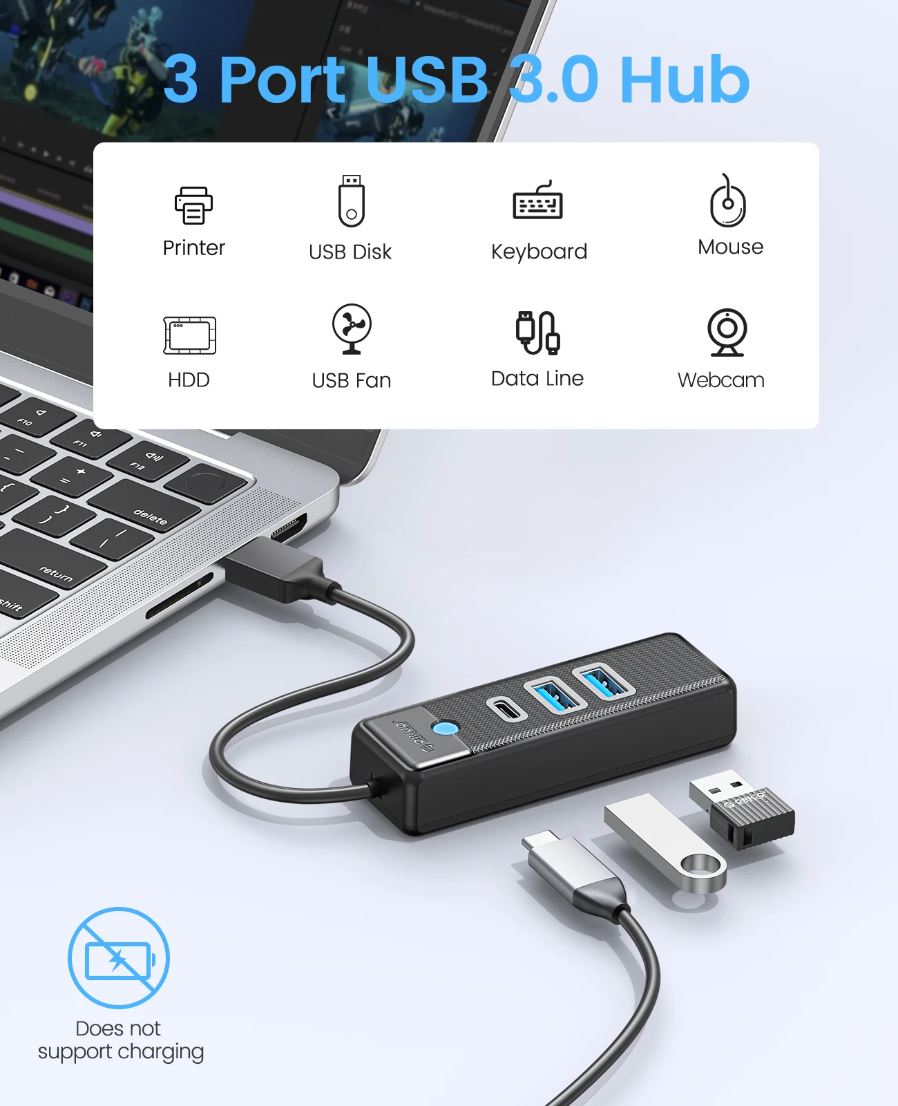 ORICO 3 w 1 5Gbps USB 3.0 Type – Desk Setup Hub recenzja i cena